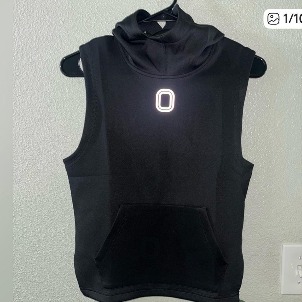 Overtime Black Sleeveless Hoodie with Front Pocket